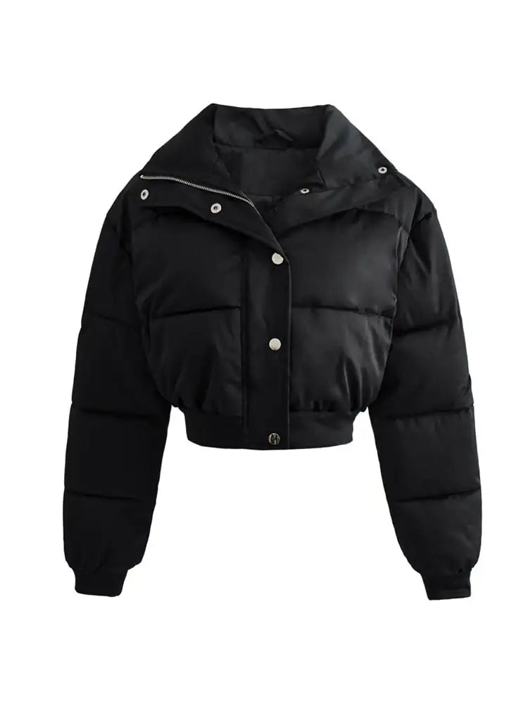 Womens Elegant Cropped Puffer Jacket