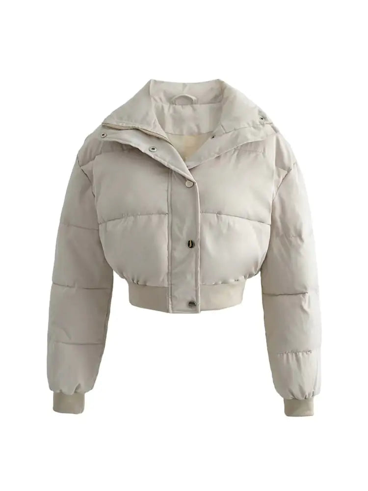 Womens Elegant Cropped Puffer Jacket