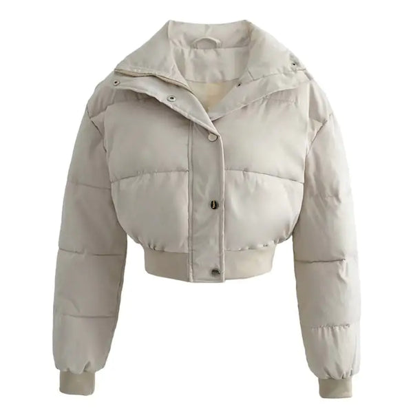 Womens Elegant Cropped Puffer Jacket