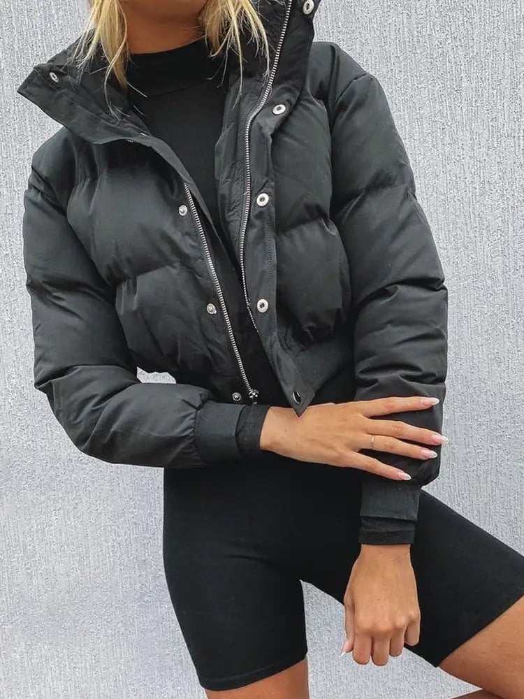 Womens Elegant Cropped Puffer Jacket