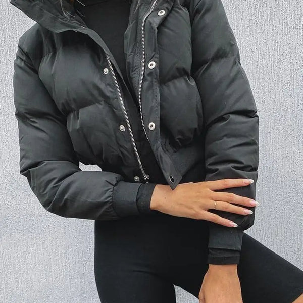 Womens Elegant Cropped Puffer Jacket